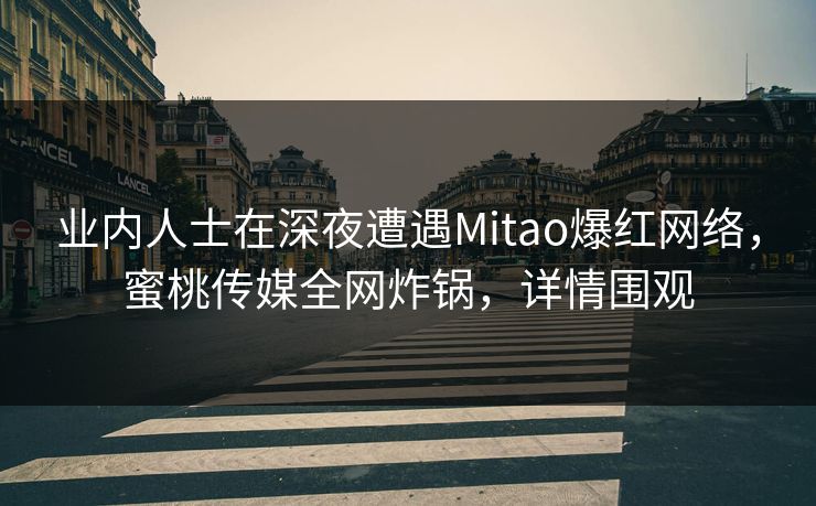 业内人士在深夜遭遇Mitao爆红网络，蜜桃传媒全网炸锅，详情围观