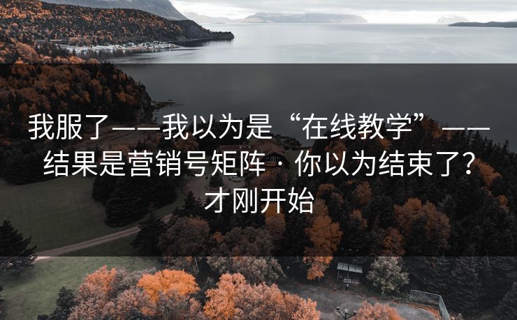 我服了——我以为是“在线教学”——结果是营销号矩阵 · 你以为结束了？才刚开始