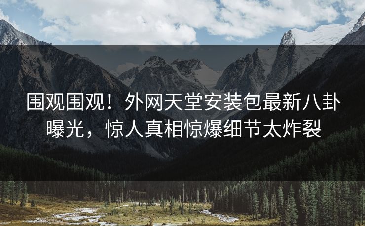 围观围观！外网天堂安装包最新八卦曝光，惊人真相惊爆细节太炸裂