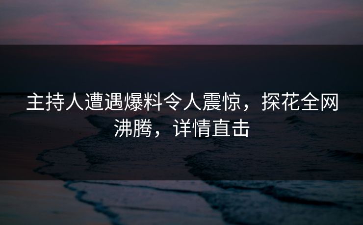 主持人遭遇爆料令人震惊，探花全网沸腾，详情直击