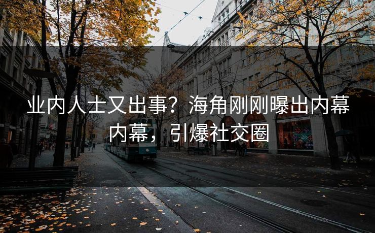 业内人士又出事？海角刚刚曝出内幕内幕，引爆社交圈