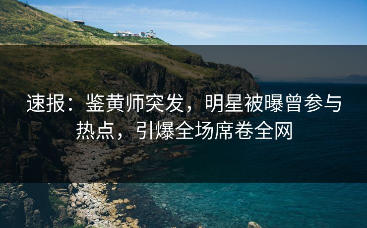 速报：鉴黄师突发，明星被曝曾参与热点，引爆全场席卷全网
