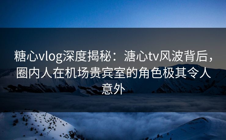 糖心vlog深度揭秘：溏心tv风波背后，圈内人在机场贵宾室的角色极其令人意外